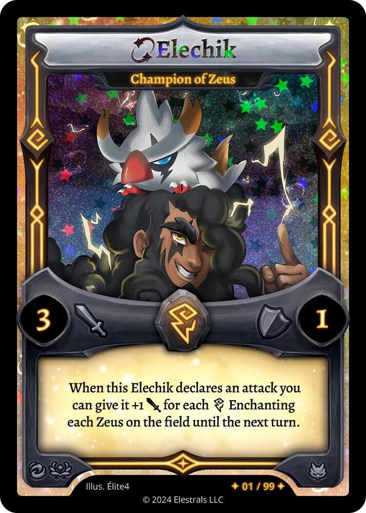 Elechik - Champion of Zeus (Serialized), Divine Champions: Firestorm Starter Decks /99