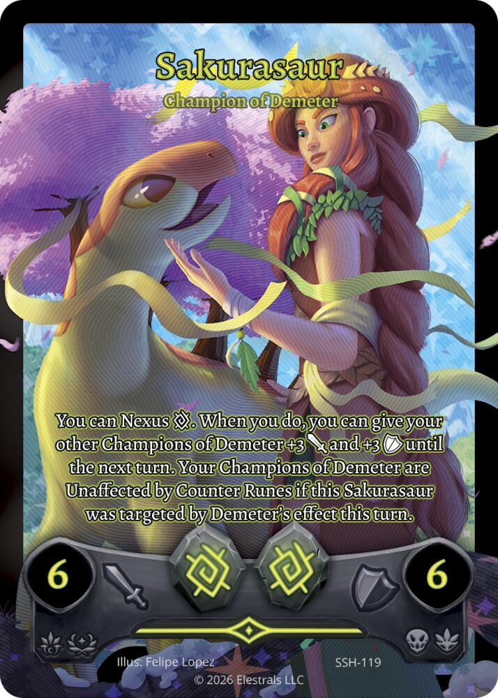 Sakurasaur - Champion of Demeter (Full Art), Divine Champions: Snowshade SSH-119