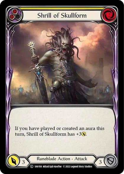 Shrill of Skullform (Yellow), Historic Pack 1 Blitz Deck: Viserai 1HV018