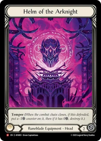 Helm of the Arknight, Armory Deck: Legends Viserai AVS003