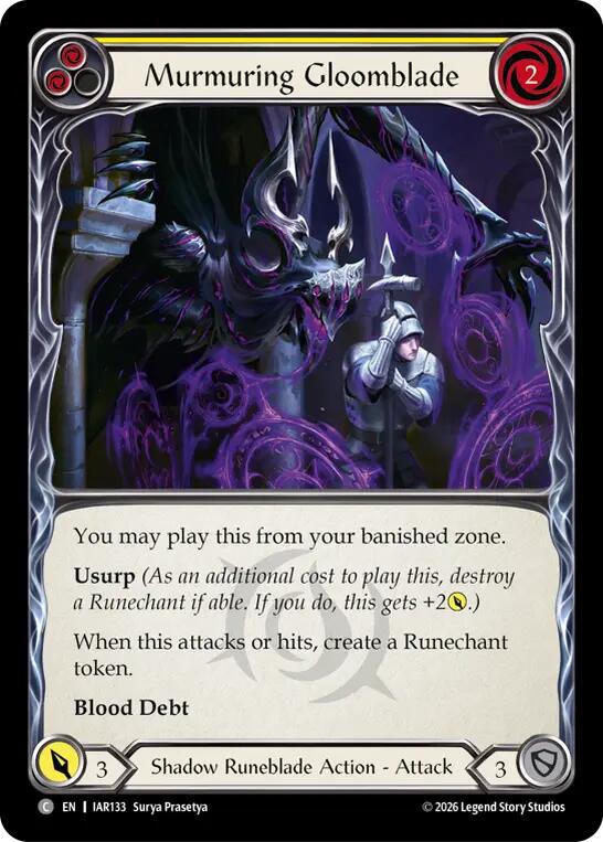 Murmuring Gloomblade (Yellow), Usurp the Shadow Throne IAR133