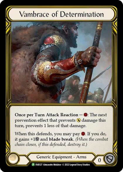 Vambrace of Determination (Golden) - FAB127, Flesh and Blood: Promo Cards FAB127