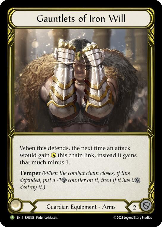 Gauntlets of Iron Will (Golden) - FAB181, Flesh and Blood: Promo Cards FAB181