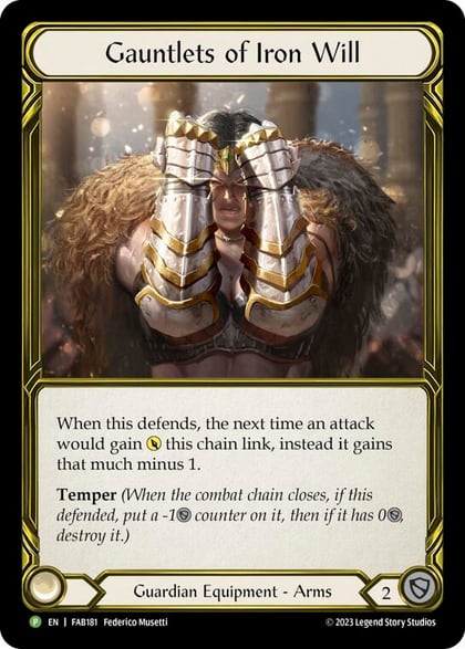 Gauntlets of Iron Will (Golden) - FAB181, Flesh and Blood: Promo Cards FAB181