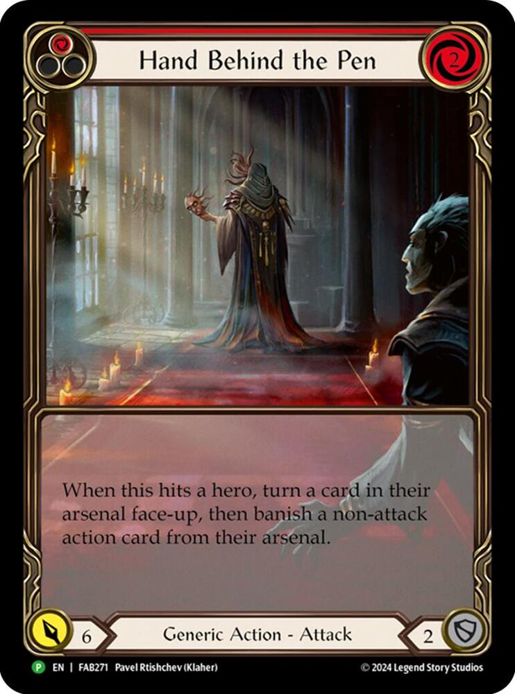 Hand Behind the Pen (Extended Art) - FAB271, Flesh and Blood: Promo Cards FAB271