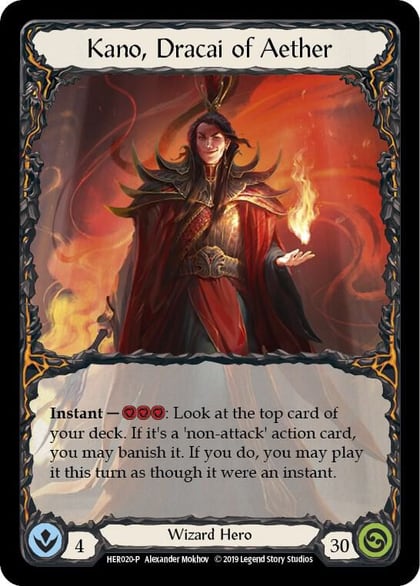 Kano, Dracai of Aether (Rainbow) - HER020, Flesh and Blood: Promo Cards HER020