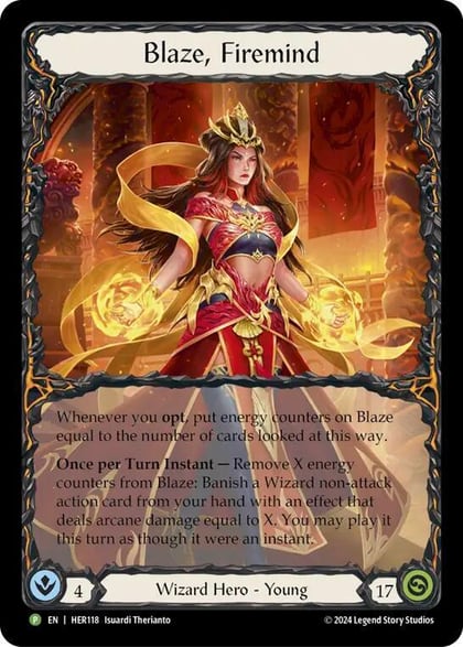 Blaze, Firemind - HER118, Flesh and Blood: Promo Cards HER118