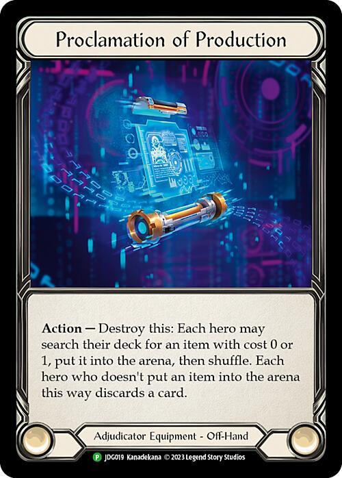 Proclamation of Production - JDG019, Flesh and Blood: Promo Cards JDG019
