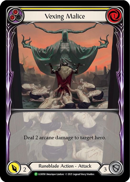Vexing Malice (Yellow) (Extended Art) - LGS058, Flesh and Blood: Promo Cards LGS058