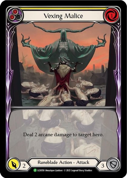 Vexing Malice (Yellow) (Extended Art) - LGS058, Flesh and Blood: Promo Cards LGS058