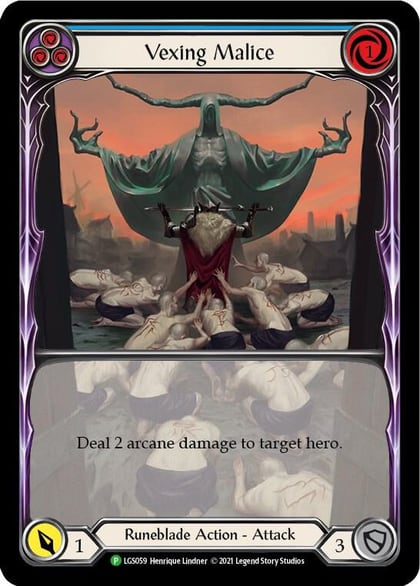 Vexing Malice (Blue) (Extended Art) - LGS059, Flesh and Blood: Promo Cards LGS059