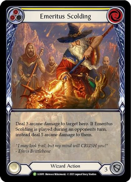 Emeritus Scolding (Yellow) (Extended Art) - LGS091, Flesh and Blood: Promo Cards LGS091