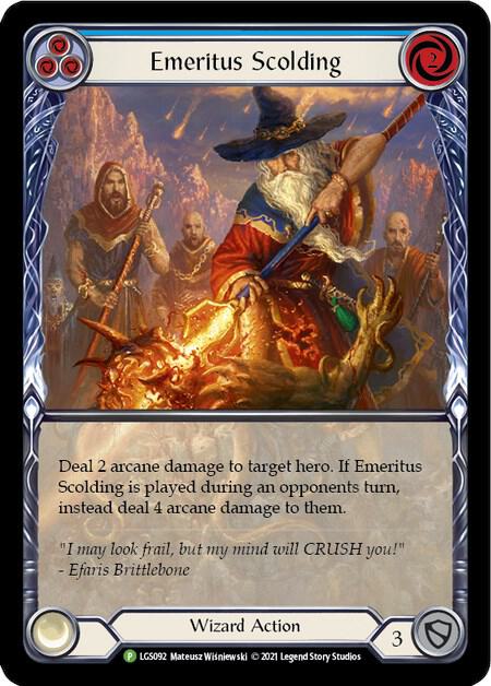 Emeritus Scolding (Blue) (Extended Art) - LGS092, Flesh and Blood: Promo Cards LGS092