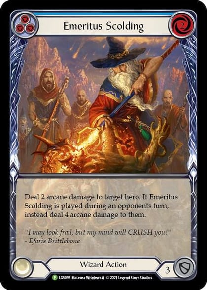 Emeritus Scolding (Blue) (Extended Art) - LGS092, Flesh and Blood: Promo Cards LGS092