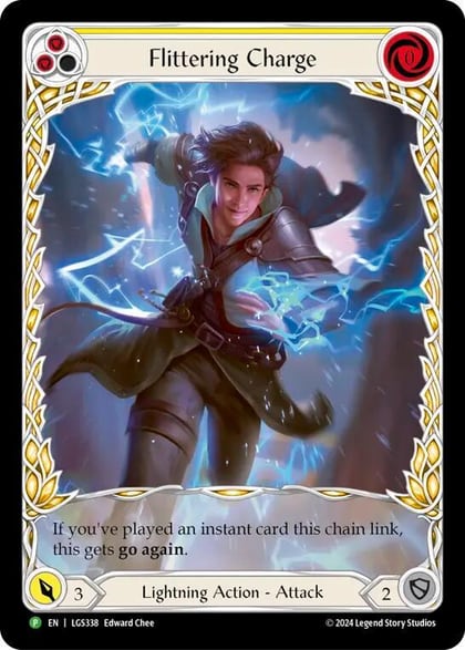 Flittering Charge (Yellow) (Extended Art), Flesh and Blood: Promo Cards LGS338