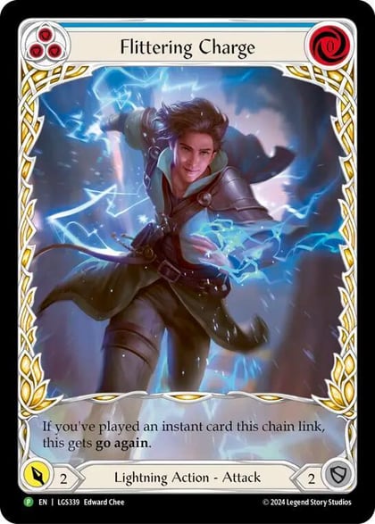 Flittering Charge (Blue) (Extended Art), Flesh and Blood: Promo Cards LGS339