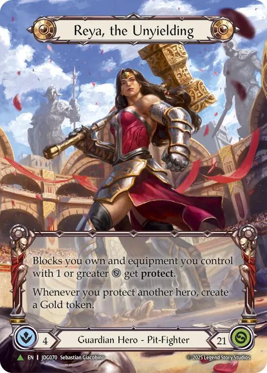 Reya, the Unyielding (Marvel) - JDG070, Flesh and Blood: Promo Cards SMP005