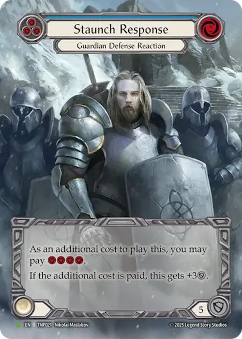Staunch Response (Blue) (Marvel) - TNP020, Flesh and Blood: Promo Cards TNP019