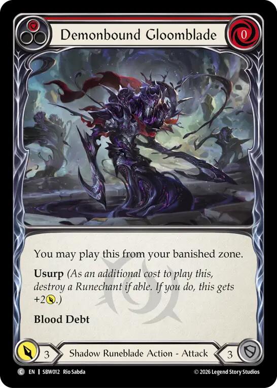 Demonbound Gloomblade (Red), Silver Age: Usurp the Shadow Throne SBW012