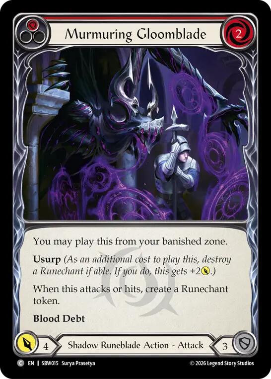 Murmuring Gloomblade (Red), Silver Age: Usurp the Shadow Throne SBW015