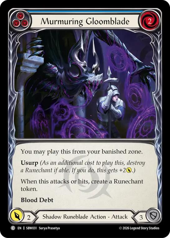 Murmuring Gloomblade (Blue), Silver Age: Usurp the Shadow Throne SBW031
