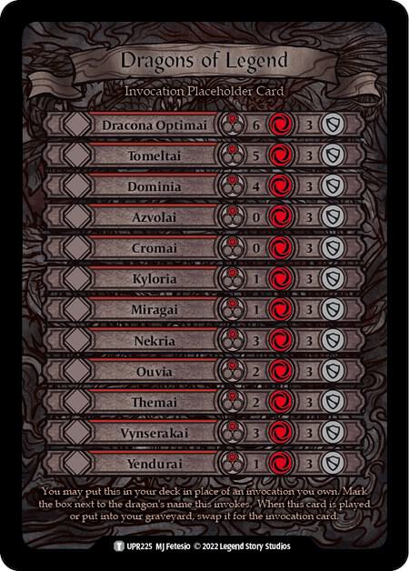 Dragons of Legend Invocation Placeholder Card, Uprising UPR225