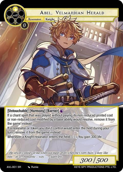 Abel, Velmardian Herald, Attack on Velmardia AVL-001 SR