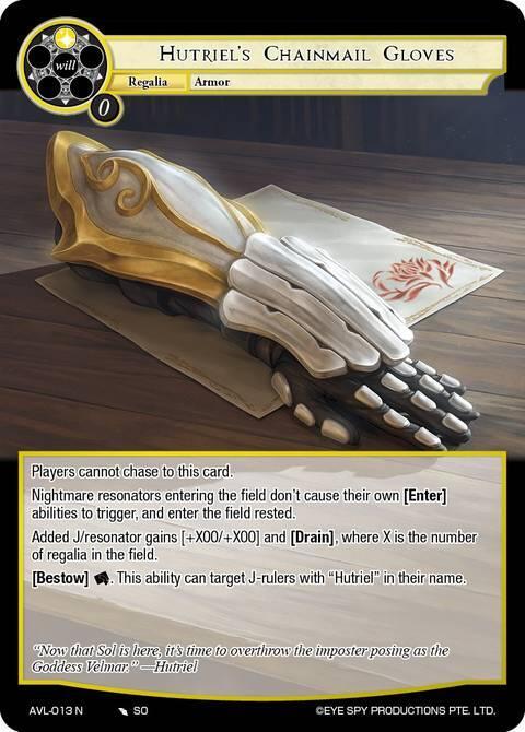 Hutriel's Chainmail Gloves, Attack on Velmardia AVL-013 N