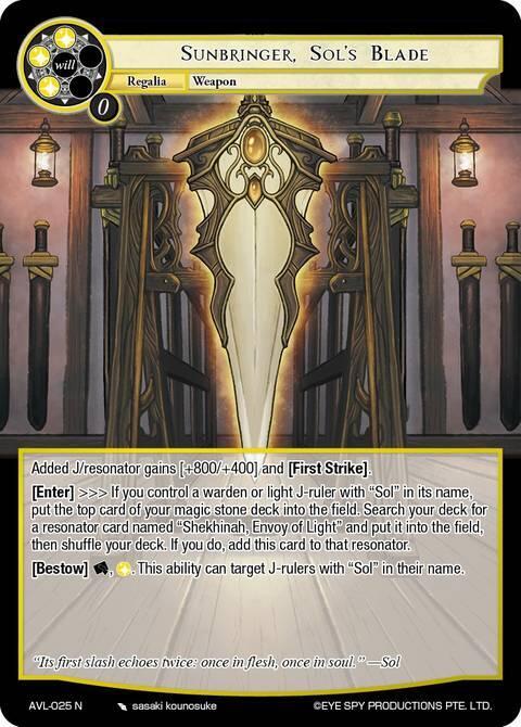 Sunbringer, Sol's Blade, Attack on Velmardia AVL-025 N