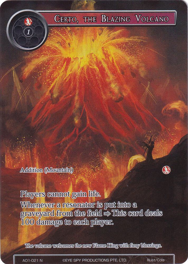 Certo, the Blazing Volcano (Full Art), Alice Origin AO1-021
