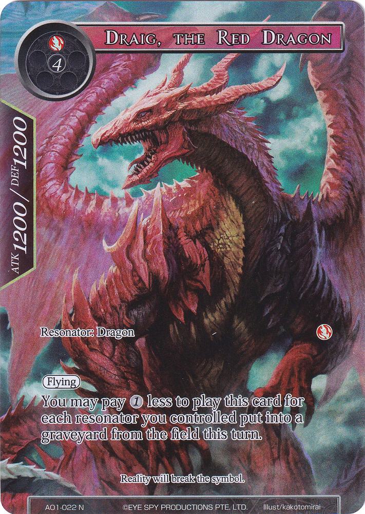 Draig, the Red Dragon (Full Art), Alice Origin AO1-022