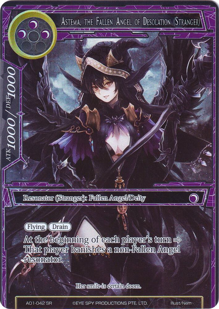 Astema, the Fallen Angel of Desolation (Stranger) (Full Art), Alice Origin AO1-042