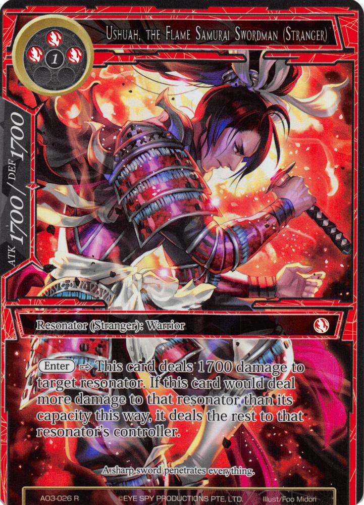 Ushuah, the Flame Samurai Swordman (Stranger) (Full Art), Alice Origin III AO3-026