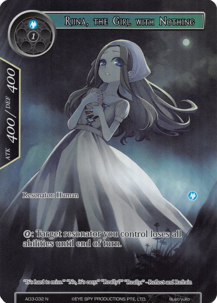 Riina, the Girl with Nothing (Full Art), Alice Origin III AO3-032