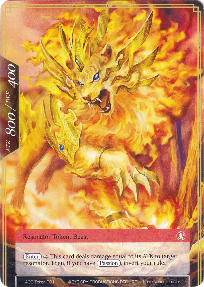 Fire Beast Token, Alice Origin III AO3-Token-001