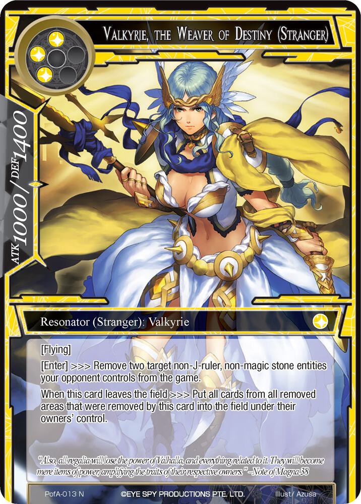 Valkyrie, the Weaver of Destiny (Stranger), Alice Origin IV: Prologue of Attoractia PofA-013