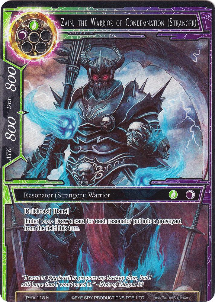 Zain, the Warrior of Condemnation (Stranger) (Full Art), Alice Origin IV: Prologue of Attoractia PofA-118