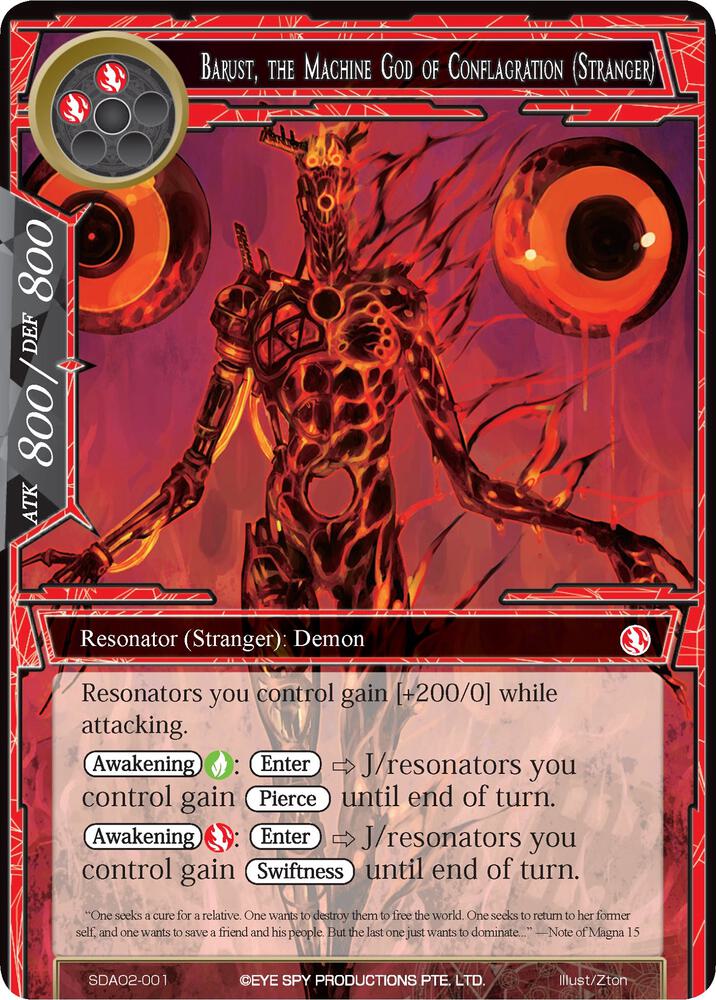 Barust, the Machine God of Conflagration (Stranger), Alice Origin II Starter Deck SDAO2-001