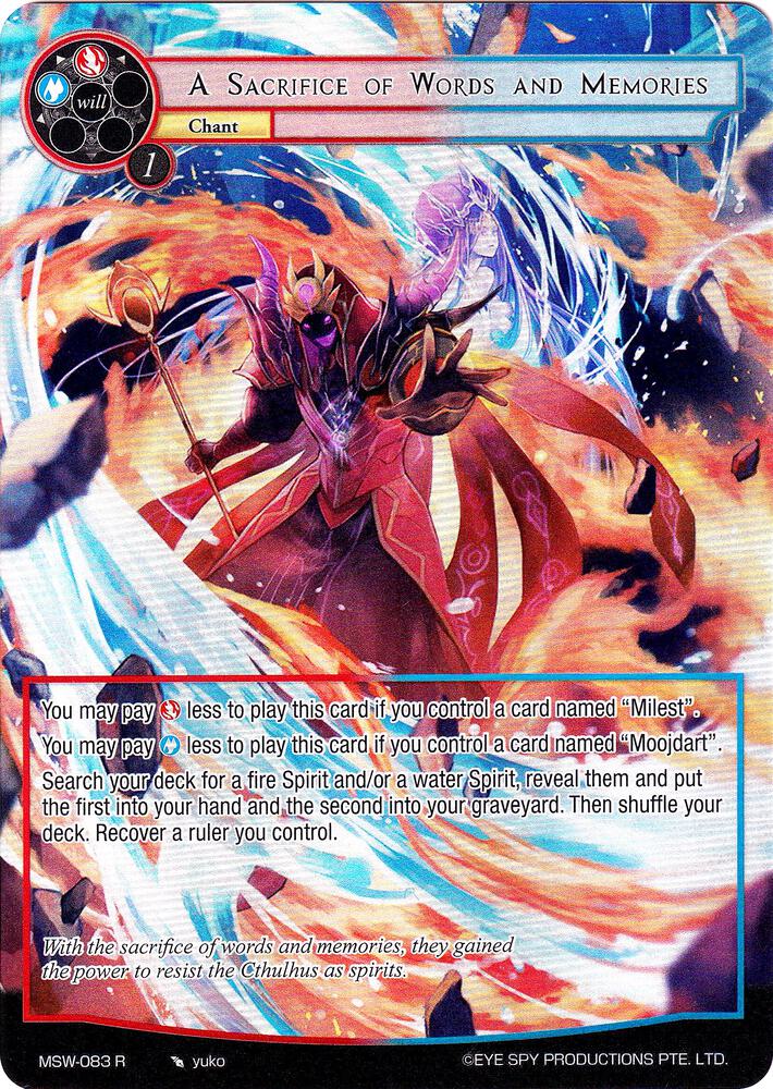 A Sacrifice of Words and Memories (Full Art), The Magic Stone War - Zero MSW-083