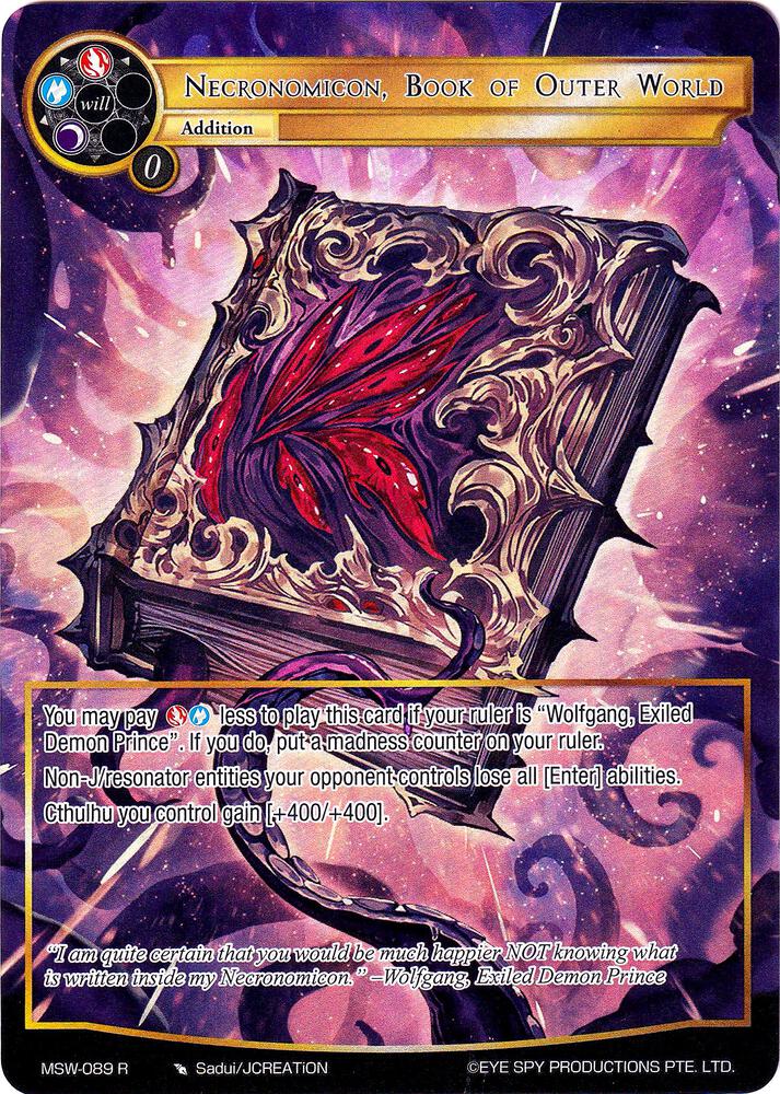 Necronomicon, Book of Outer World (Full Art), The Magic Stone War - Zero MSW-089