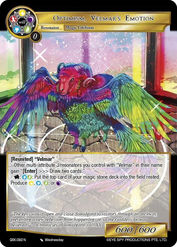 Optimism, Velmar's Emotion, The Quest of the Seven Keys QSK-082 N