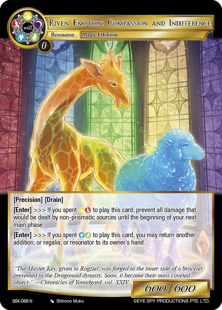 Riven Emotion: Compassion and Indifference, The Quest of the Seven Keys QSK-088 N