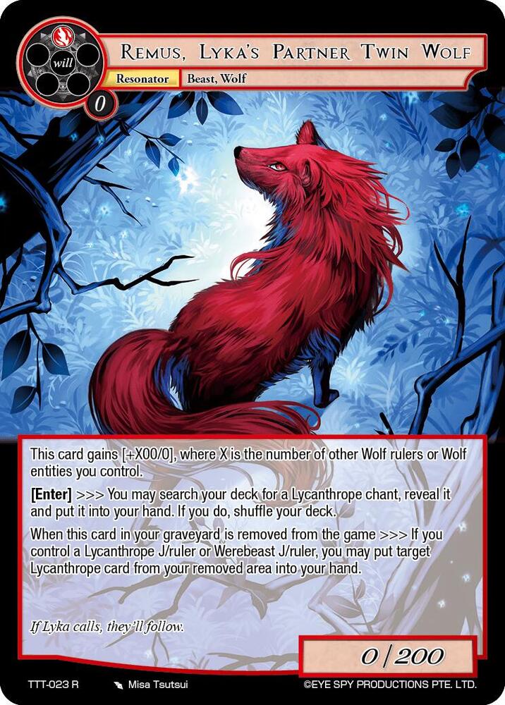 Remus, Lyka's Partner Twin Wolf, Thoth of the Trinity TTT-023 R