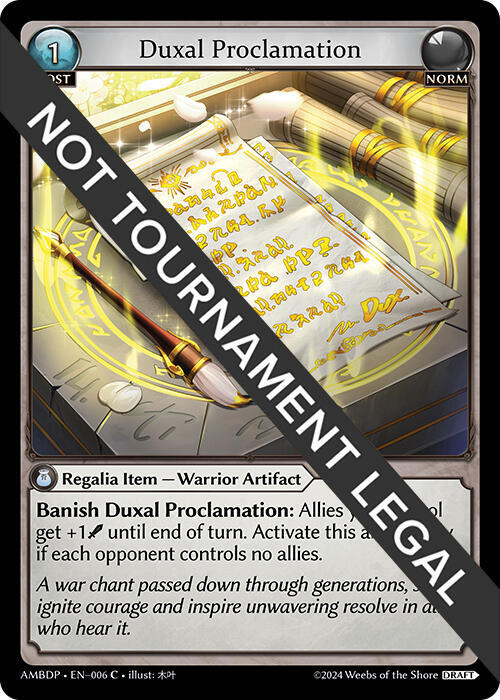 Duxal Proclamation, Mortal Ambition Draft Pack 006