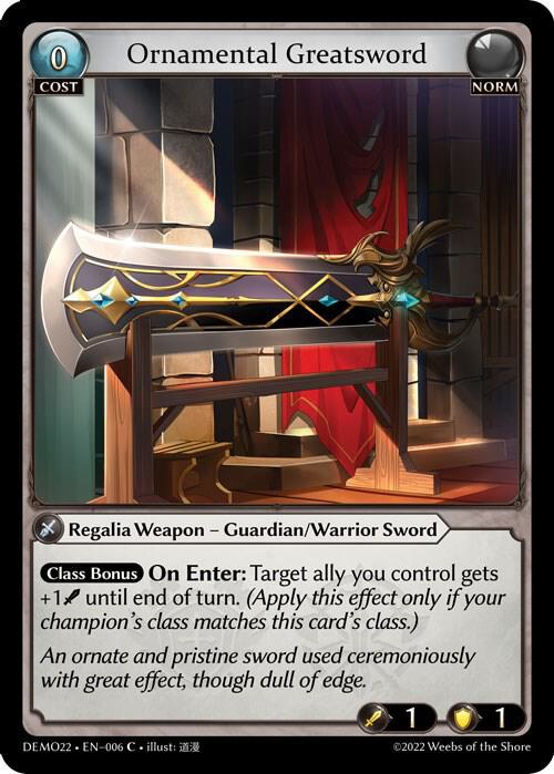 Ornamental Greatsword, 2022 Demo Deck 006
