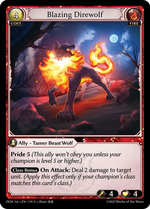 Blazing Direwolf, Dawn of Ashes 1st Edition 119