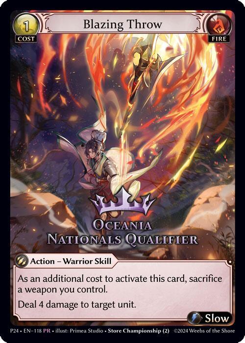 Blazing Throw (Oceania Nationals Qualifier), Region Exclusive Promotional Cards 118