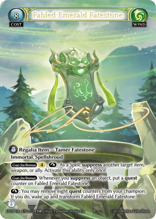 Fabled Emerald Fatestone // Byakko, White Tiger (CSR), Abyssal Heaven 025