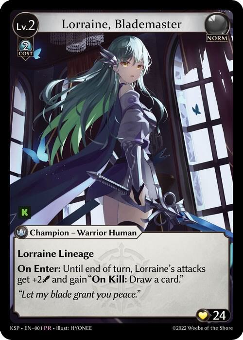 Lorraine, Blademaster, Kickstarter Promotional Cards 001