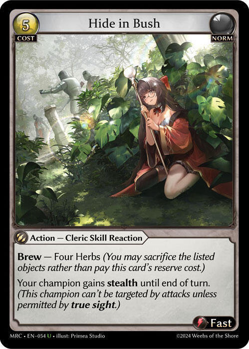 Hide in Bush, Mercurial Heart 054